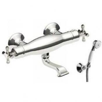 Tres Griferia - Bañera‑Ducha Clasic Termostática Ducha De Mano Anticalcárea Con Soporte Orientable. Flexo Doble Engatillado