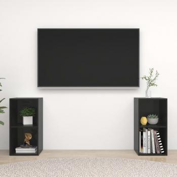Muebles de TV 2 piezas negro brillante 72x35x36,5 cm aglomerado