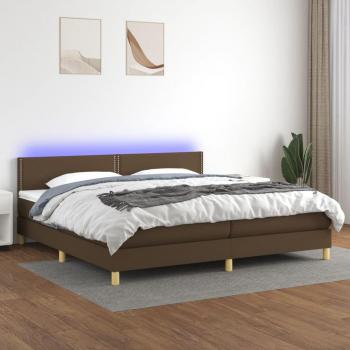 Colchón para cama box spring de muelles con LED, tela marrón oscuro, 200x200 cm