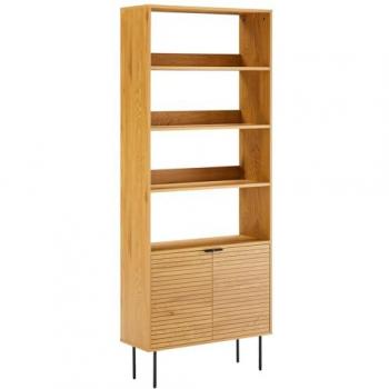 Librería de Madera STINNA con 4 Estantes, 2 Puertas y Soporte de hasta 20 kg por Estante