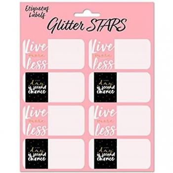 Grupo Erik Editores ELE0244 - Pack de 16 etiquetas con diseño Glitter Stars, 15.8 x 20 cm