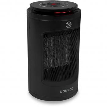 Calefactor eléctrico VONROC 1200W cerámica negro ventilador 3 posiciones de calefacción función de giro pantalla LED termostato