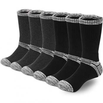 YUEVO SPORTS 6 Pares Hombres Algodón Calcetines Trekking Senderismo Caminar Transpirable Cálido alto rendimiento 43-46