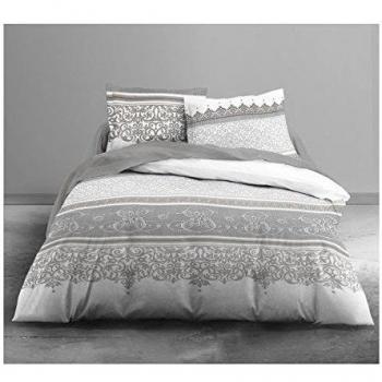 Today - Juego de edredón enjoy Barok 100% algodón - 1 funda de edredón de 240 x 260 cm + 2 fundas de almohada 63 x 63 cm), color blanco, gris y...