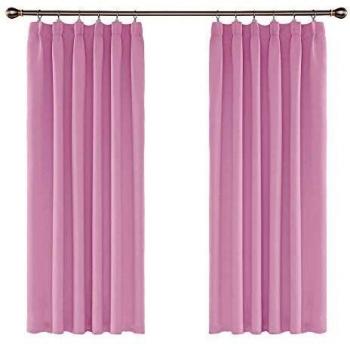 Amazon Brand - Umi Cortinas Dormitorio Moderno Tela Suave Gruesa para Ventanas de Habitación Juvenil Fruncido 2 Piezas 132x242cm Rosa