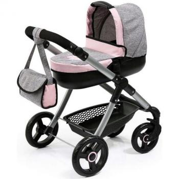 Carrito para Muñecas Reig Stule Pram Gris 63 cm - Incluye capota, cesta de compra, estructura plegable, ruedas giratorias y diseño elegante