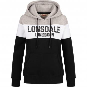 Lonsdale Penbryn Women's Hoodie - Black/White/Marl Grey, XL