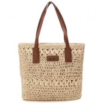 Bolso Refresh beige de rafia (mod. 183040)