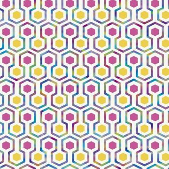 Noordwand Papel de Pared Revestimiento Mural Decoración de Hogar Hexagon Pattern Color Rosa y Amarillo, Verde y Naranja, Rosa y Morado