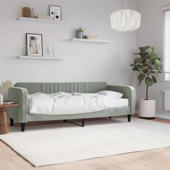 Sofá cama con colchón de terciopelo gris claro 80x200 cm