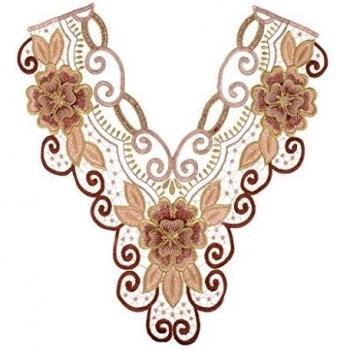 Phenovo étnica Apliques Bordados De Flores De Corte Cordón Del Collar Escote - purpúreo claro, 30cm x 28cm