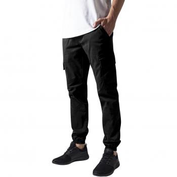 Urban Classics Washed Cargo Twill Jogging Bottoms - Black, W36, 98% Cotton, 2% Elastane