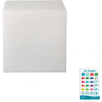 New Garden Cuby 45 - Lámpara Solar de Exterior e Interior, LED RGB, Inalámbrica, con Mando a Distancia, Resistente al Agua IP65, Recargable por Solar y USB/Bater
