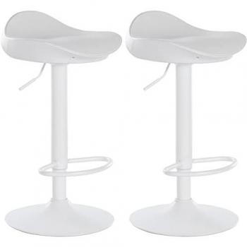 CLP Set de 2 Taburetes de Bar Regulables en Simil Cuero Blanco