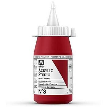 Vallejo - Colores acrílicos vallejo studio 500ml, color rojo carmín