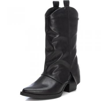 XTI 143467 Botines de mujer en negro de piel sintética, caña alta, tacón ancho, talla 37