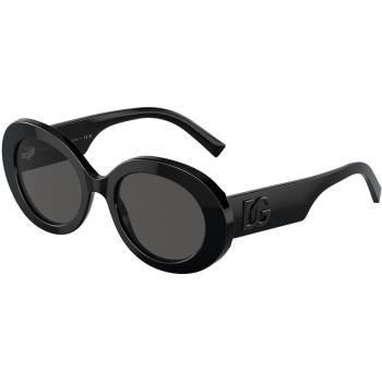 Dolce & Gabbana DG4448F Asian Fit 501/87 Anteojos de Sol para Mujer Negros, Lentes de Sol Para Mujer, Gafas de Sol para Mujer Negras, Ajuste Asiático