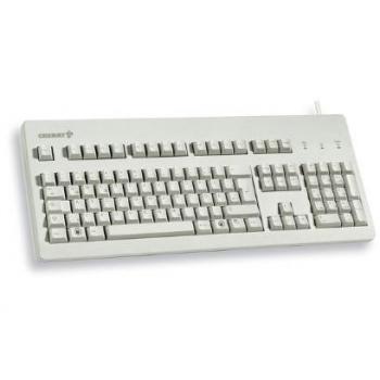 Teclado Mecánico CHERRY G80-3000, USB, EU QWERTY, Interruptores MX BLUE, Robusto y Programable en Color Gris Claro