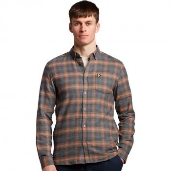 Camisa Lyle & Scott de cuadros con botones en negro y gris para hombre