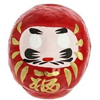 Tierra Zen Daruma Mediano, Papel maché Pintado, Rojo, 6,5 cm