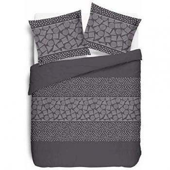 Juego de Sábanas VISION Arthur - 100% Algodón - 1 Funda Nórdica 200x200 cm + 2 Fundas de Almohada 65x65 cm - Gris Antracita