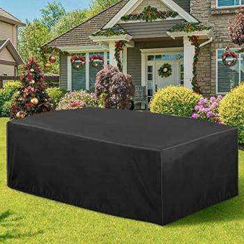 Essort Funda Muebles Jardin Impermeable, Funda Sofa Jardin Exterior,Funda Protectora Mesa Jardin,Funda Protectora Muebles Copertura Tamaño Grande 315x160x74cm ,Negro