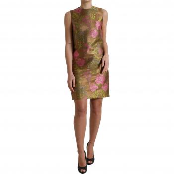 Dolce & Gabbana Brown Floral Jacquard Sleeveless Mini Dress - IT40|S