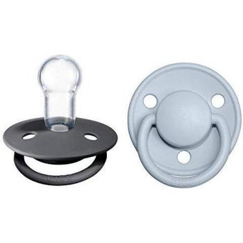 BIBS De Lux One Size Silicone Pacifiers 2-Pack - Iron & Baby Blue