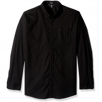 Volcom Oxford Stretch Camisa de Manga Larga, Hombre, Negro, XS