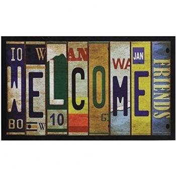 Felpudo original welcome de poliester / pvc moderno. 75 x 45 cm