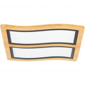 Plafón LED Joren, 48 cm de largo, madera, 2 luces, tradicional en marrón para salón y comedor