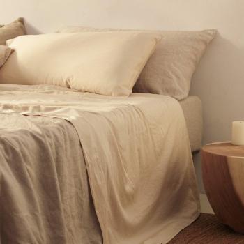 Sábana Encimera Sahara Beige Mate de Algodón Lavado 100% Algodón Egipcio Mercerizado