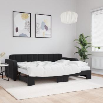 Sofá cama nido con colchón de terciopelo negro 80x200 cm Vidaxl