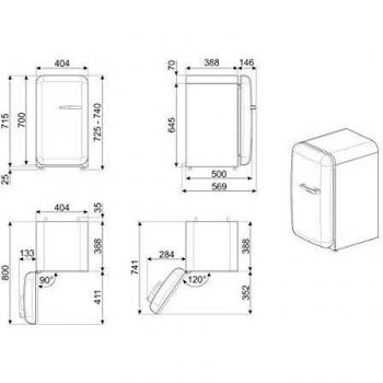Frigorífico Minibar Smeg FAB5LCR | Estilo Retro Años 50 | Color Crema | Bisagra a la Izquierda | Clase Energética D