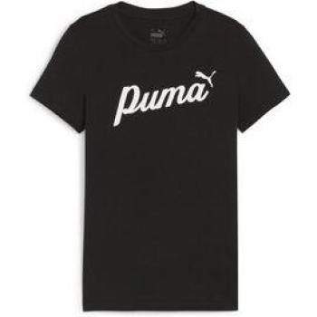 Camiseta Puma Essentials + Script Junior Negro/Blanco