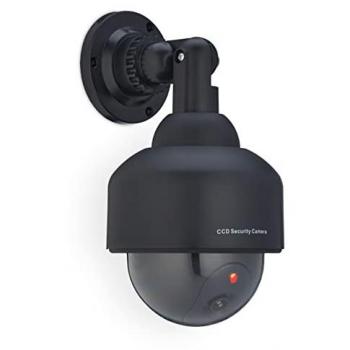 Cámara Dummy de Seguridad con Luz LED Intermitente, Interior y Exterior, Antirrobo, 23.5 x 12.5 x 14 cm, Negra - Relaxdays