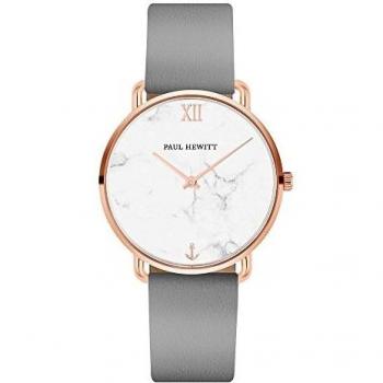 PAUL HEWITT Reloj de muñeca para Mujer en Acero Inoxidable Miss Ocean Marble - Reloj de Pulsera de Cuero Color Gris Grafito, Reloj de muñeca para Mujer con Esfera de mármol