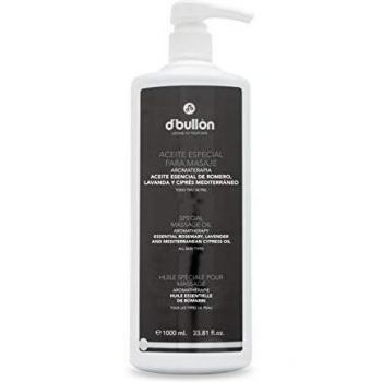 D´Bullón Aceite Corporal especial para Masaje con propiedades relajantes. calmantes. Aromaterapia: aceite esencial de romero, lavanda y ciprés. Vegano. -1000ml