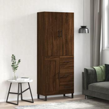 Armario Aparador Alto de Madera Multicapa en color Roble Marrón, dimensiones 69,5x34x180 cm