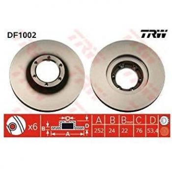 Disco de freno TRW DF1002, frente, ventilado, altamente carbonizado, 1 pieza