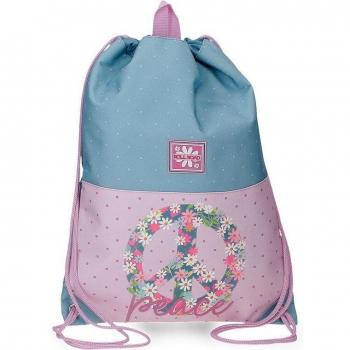 Mochila Saco Roll Road Peace Azul Rosa 32x10x42cm