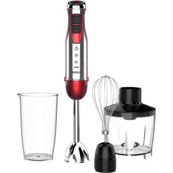Batidora de Mano Sogo 1000W Inox Roja con 3 Accesorios