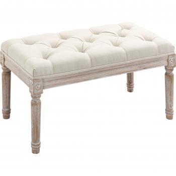 Butaca de Dormitorio Queen HOMCOM Tapizada Estilo Vintage Beige 43x80x40 cm