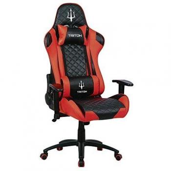 triton P050-X3-BR Gaming Chair-Silla, Imitación a Piel, Negro/Rojo, 70 x 65 x 125 cm