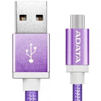 Cable USB 2.0 ADATA Micro-B trenzado de 1 m - Conector USB A/Micro-USB B, color púrpura