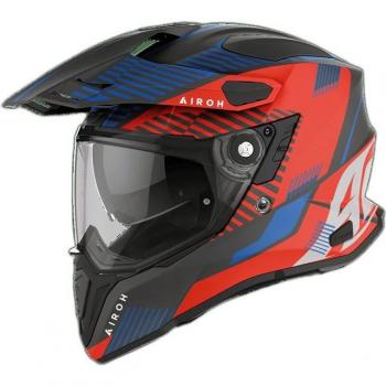 Airoh Casco Adventure Commander Blanco-Azul y Airoh Commander Boost Casco de motocross - Blanco Rojo Azul (S)
