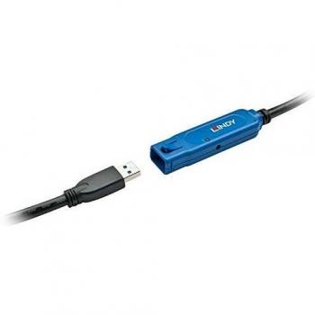 Lindy 43229 Cable Extensor Activo USB 3.2 Gen 1 (3.1 Gen 1) de 15 metros, Tipo A, Color Negro