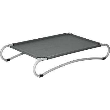 Cama Elevada para Perros Pequeños y Medianos con Tela de Malla Transpirable y Marco Curvo de Acero para Interior y Exterior 110x65x20 cm Gris