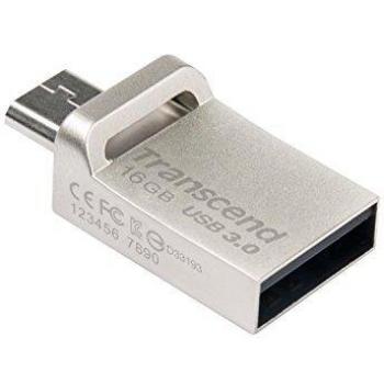 Transcend JetFlash 880 16GB Flash Drive with USB 3.0 and micro-USB Dual connector