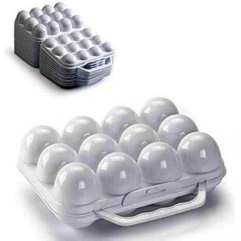 Huevera plastico plegable 12 huevos blanca